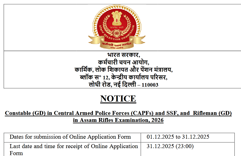 SSC GD Constable 2026 | Apply for 25487 GD Constable Recruitment 1 SSC GD Constable