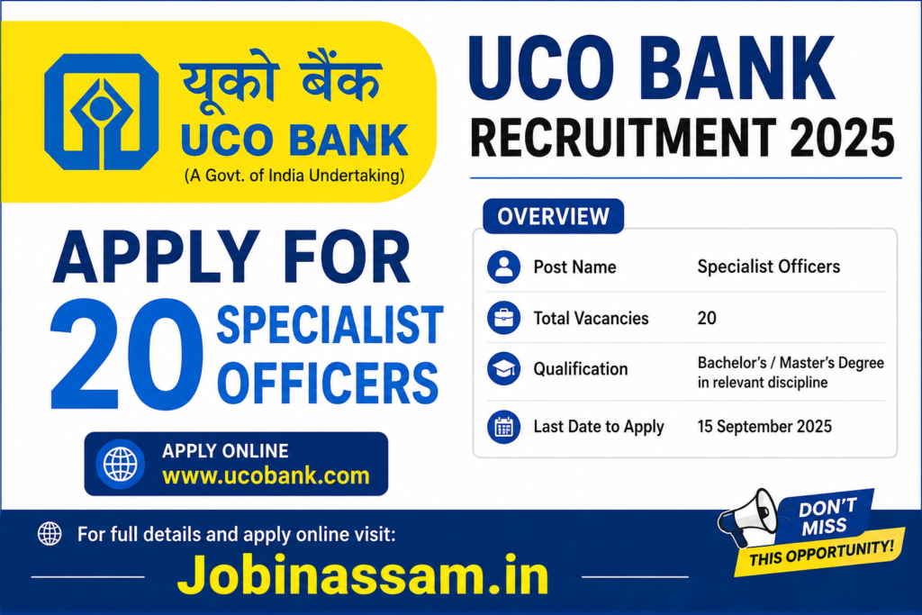 UCO Bank SO Recruitment 2026 – Apply for 20 Specialist Officer Vacancies 1 UCO Bank SO Recruitment