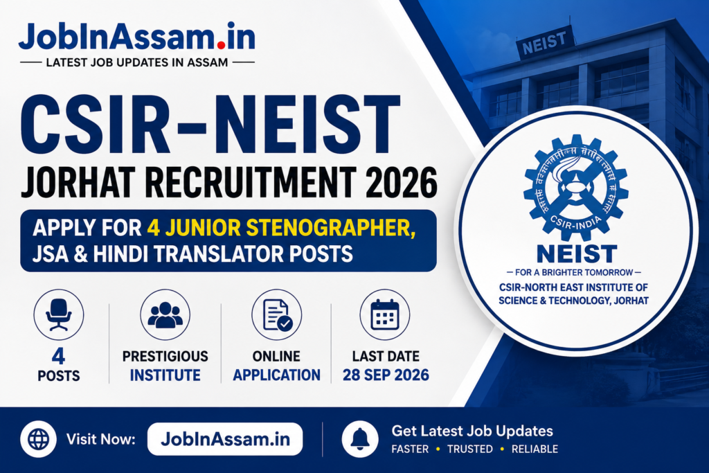 CSIR-NEIST Jorhat Recruitment 2026 – Apply for 4 Junior Stenographer, JSA & Hindi Translator Posts 1 CSIR-NEIST Jorhat Recruitment 2026